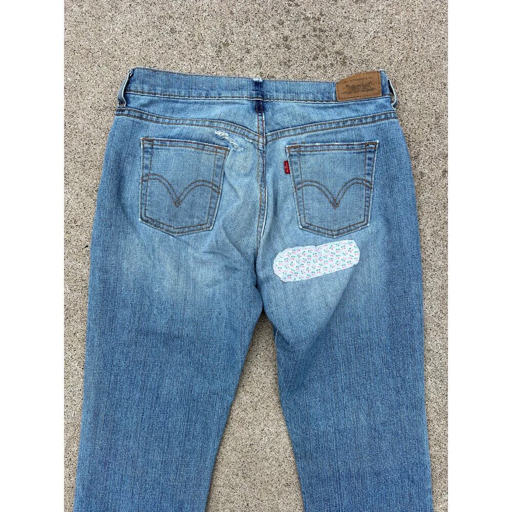 Levi Pants Women Size 4M 505 Light Wash Straight Leg Patchwork Denim Jeans Zip‎ - Picture 8 of 8